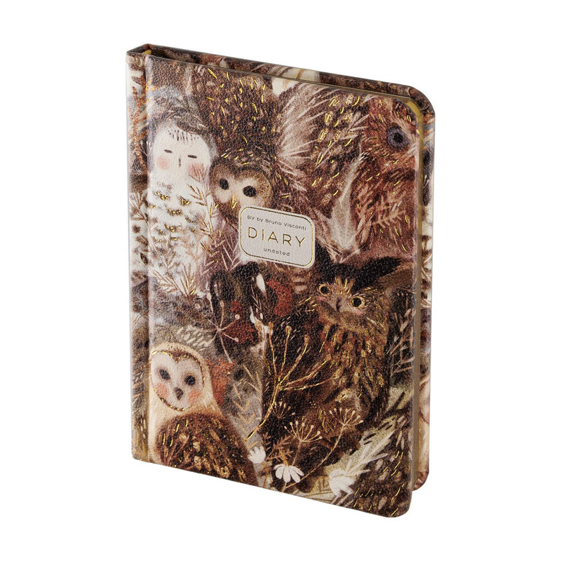 A6 Vegan Leather Hardcover Daily Planner - Owls - Bruno Visconti