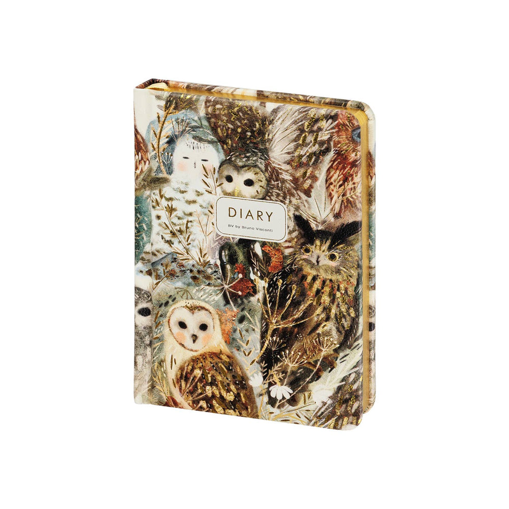 A6 Vegan Leather Hardcover Daily Planner - Owls - Bruno Visconti