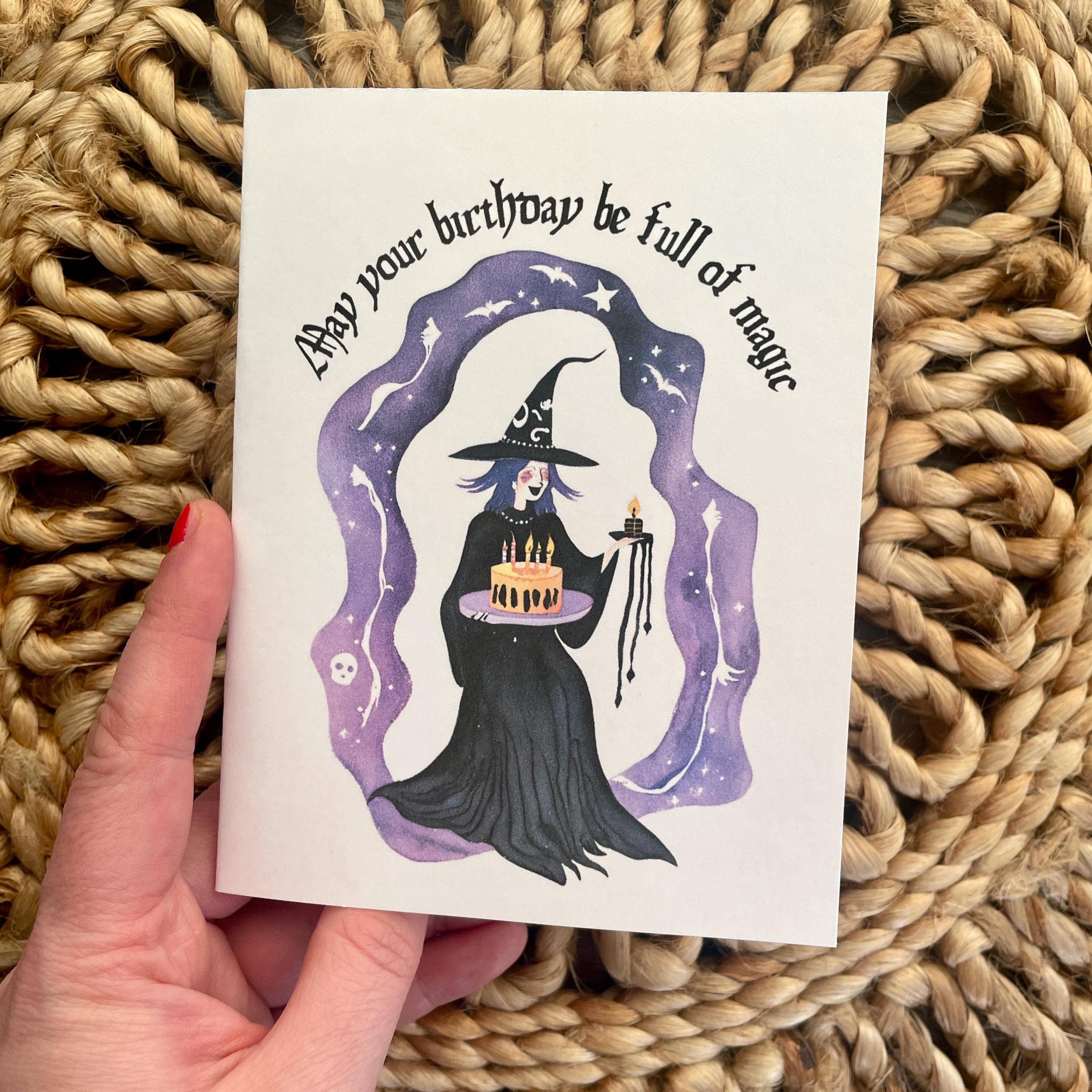 Cute Witch Magical Goth Halloween Time Birthday Card 