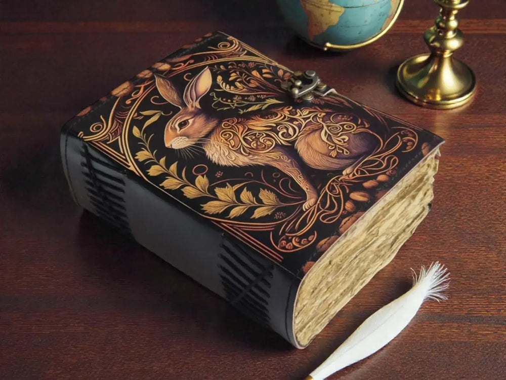 Hare Rabbit Leather Journal Handmade Vintage Grimoire