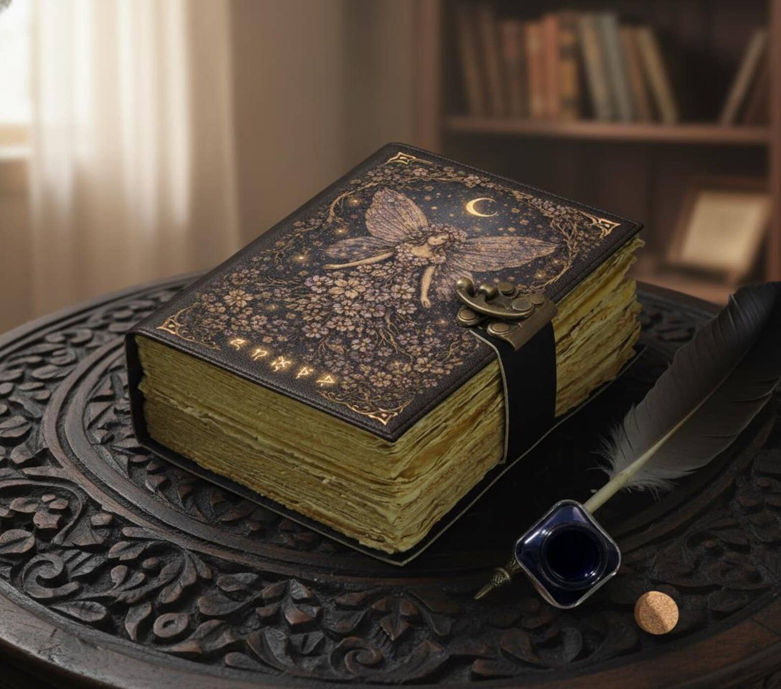 Fairy Moon Vintage Handmade Leather Journal Grimoire