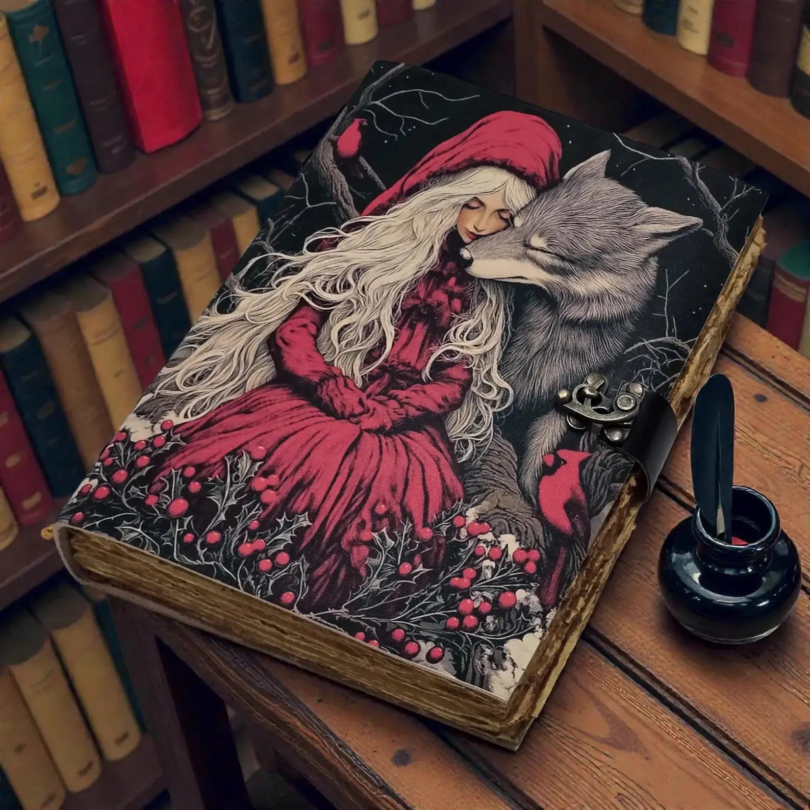 Little Red Riding Hood Leather Journal Handmade Vintage Grimoire