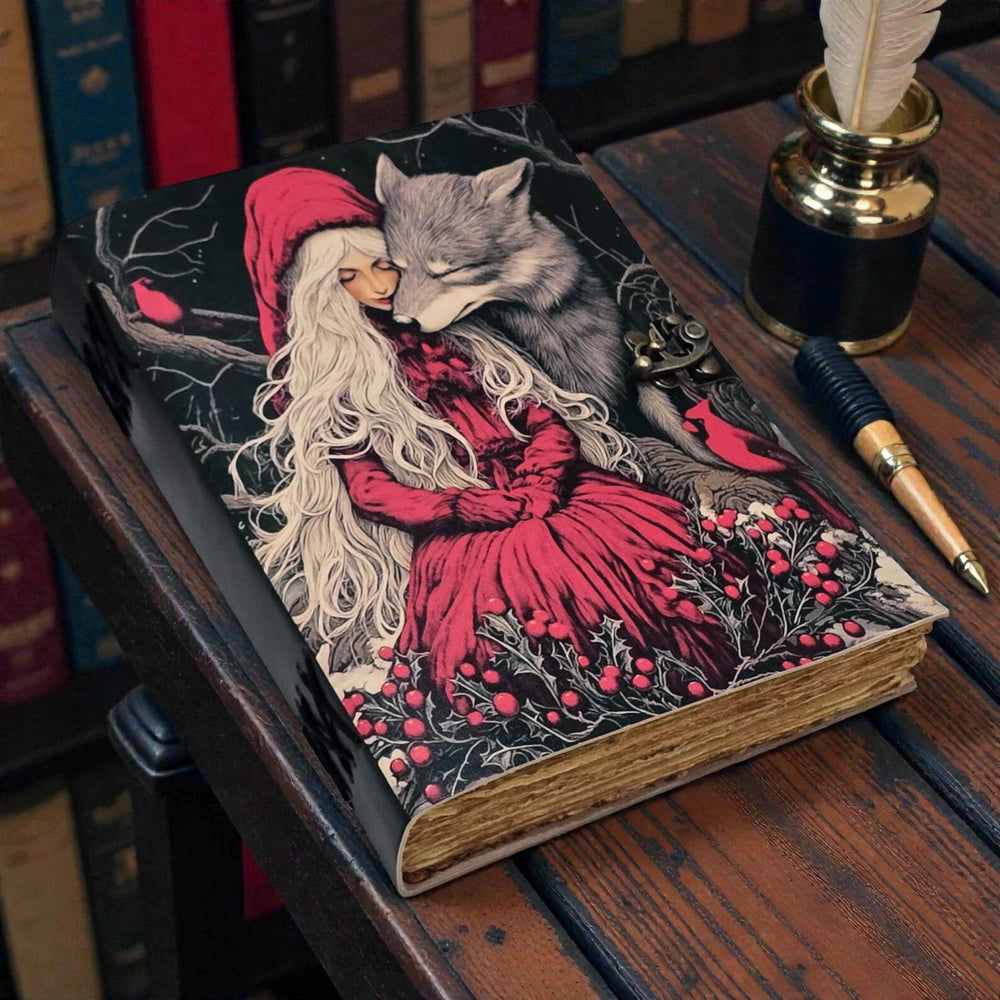 Little Red Riding Hood Leather Journal Handmade Vintage Grimoire