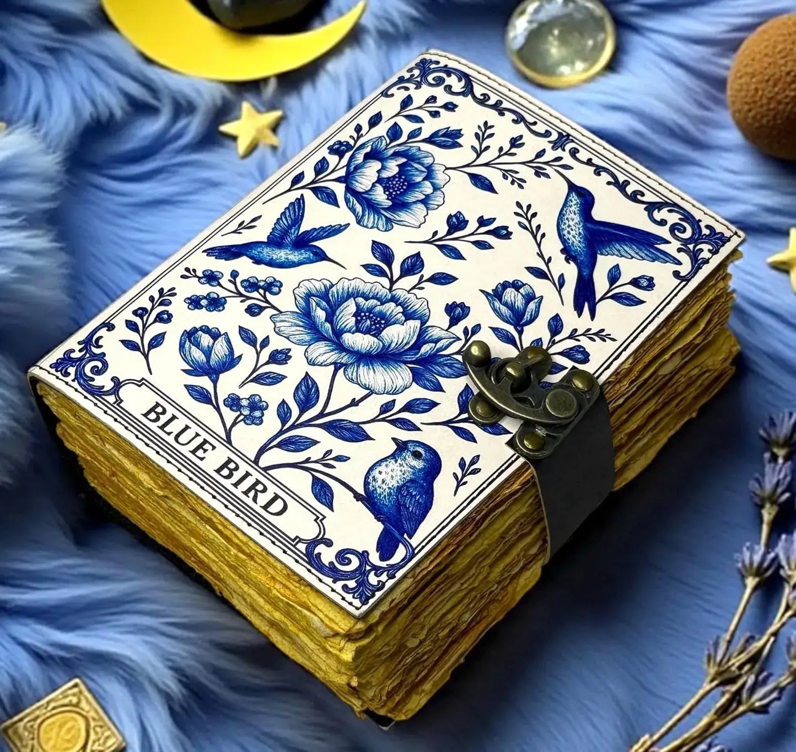 Leather Grimoire Journal Blue Bird