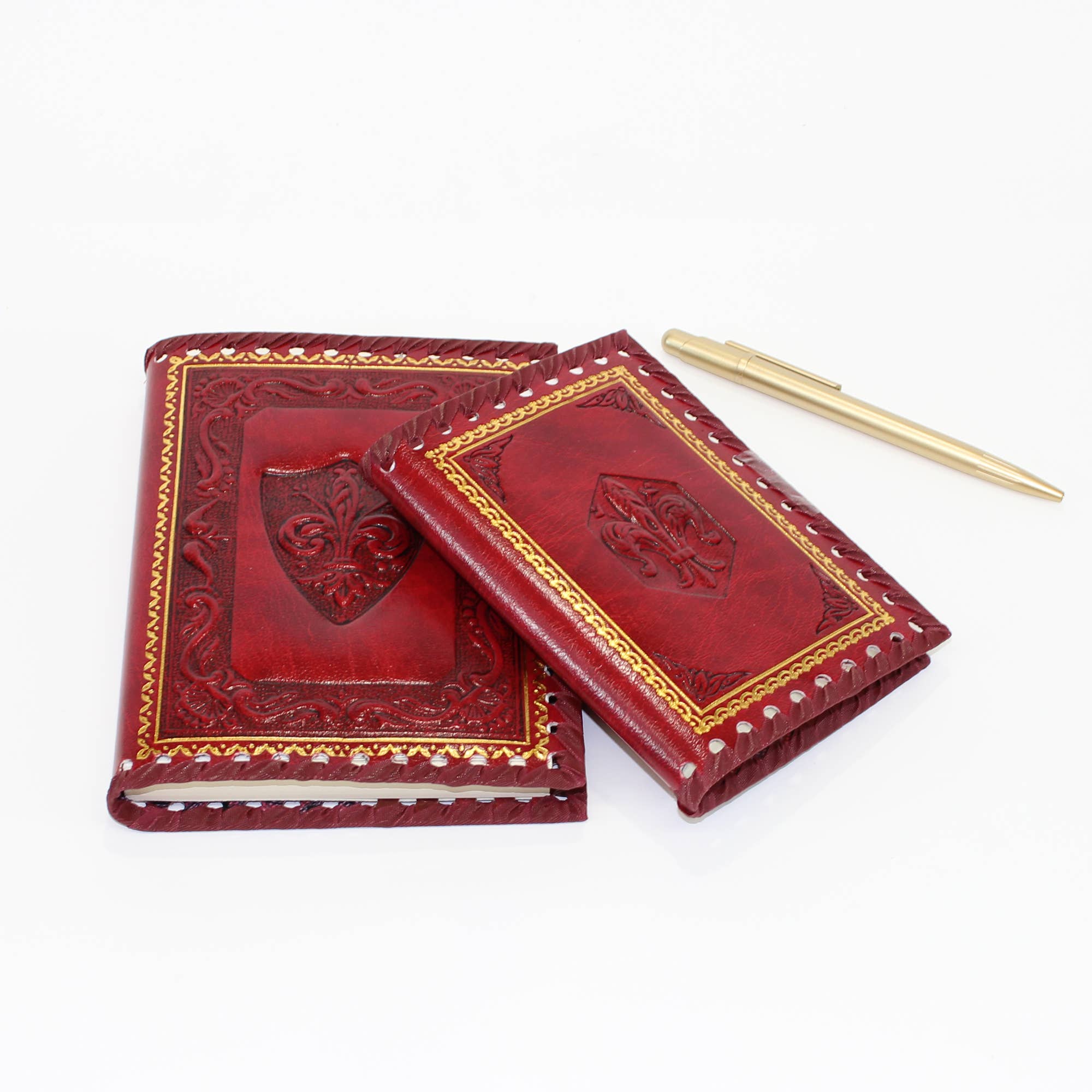 Stamped Leather Notebooks, Refillable Lined Pages, Italian