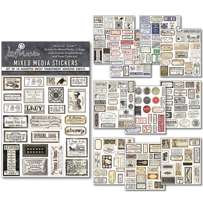 Vintage Scripts Mixed Media Sticker Set