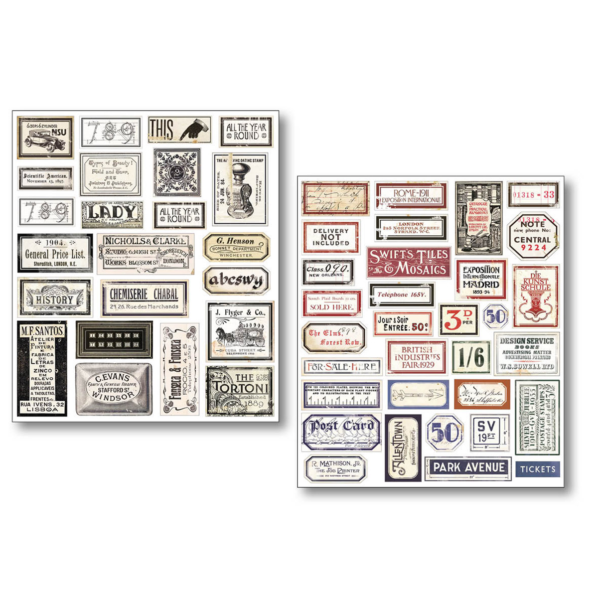 Vintage Scripts Mixed Media Sticker Set — Sticker Shee