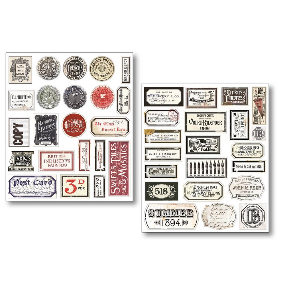Vintage Scripts Mixed Media Sticker Set