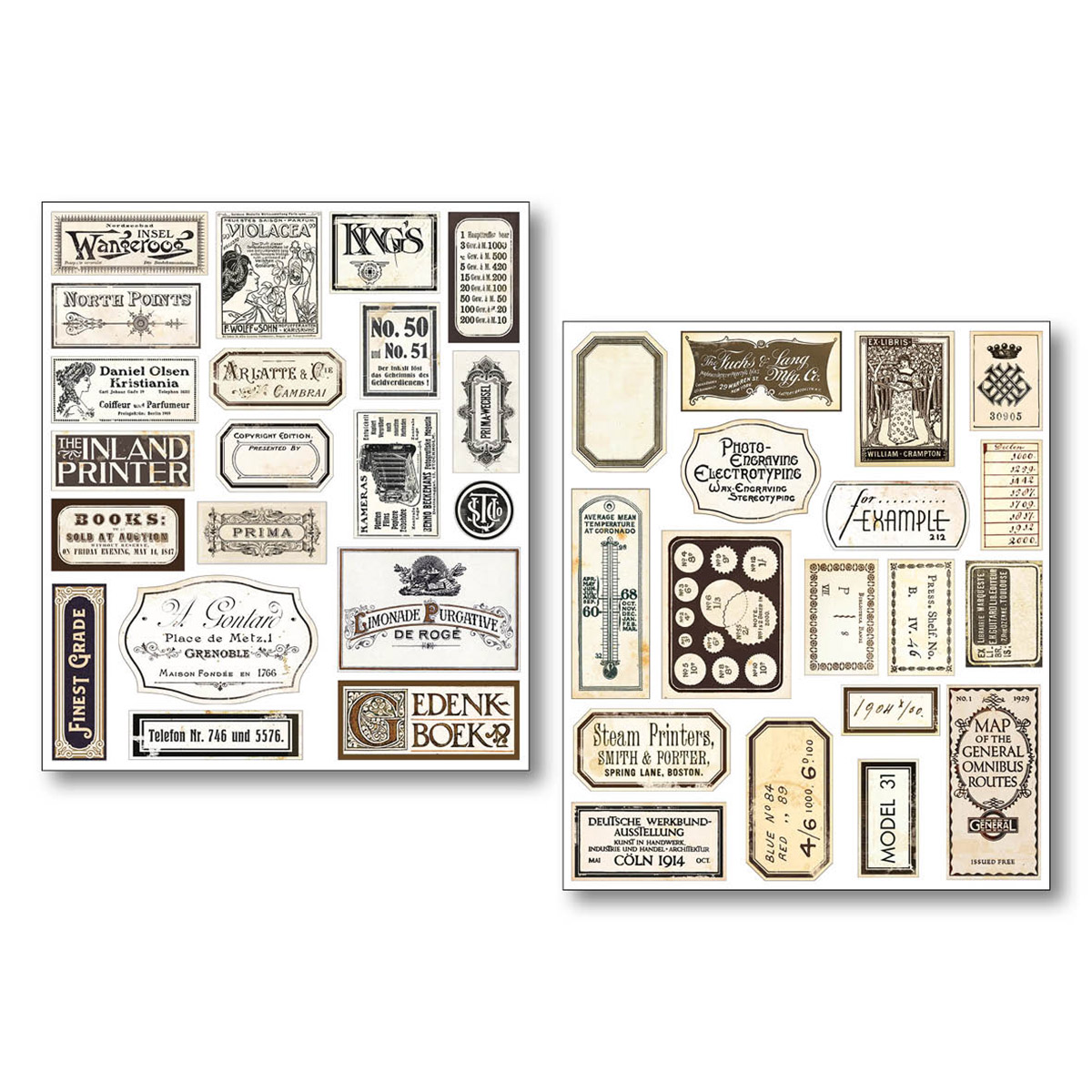 Vintage Scripts Mixed Media Sticker Set — Sticker Shee