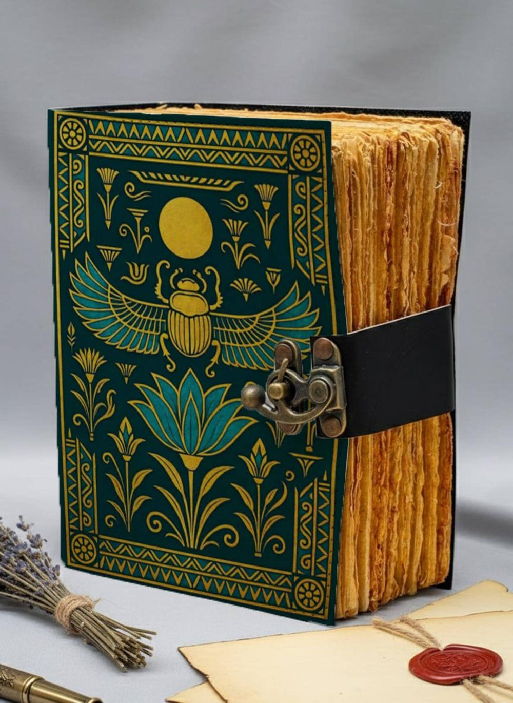 Egyptian Scarab Vintage Handmade Leather Journal Grimoire