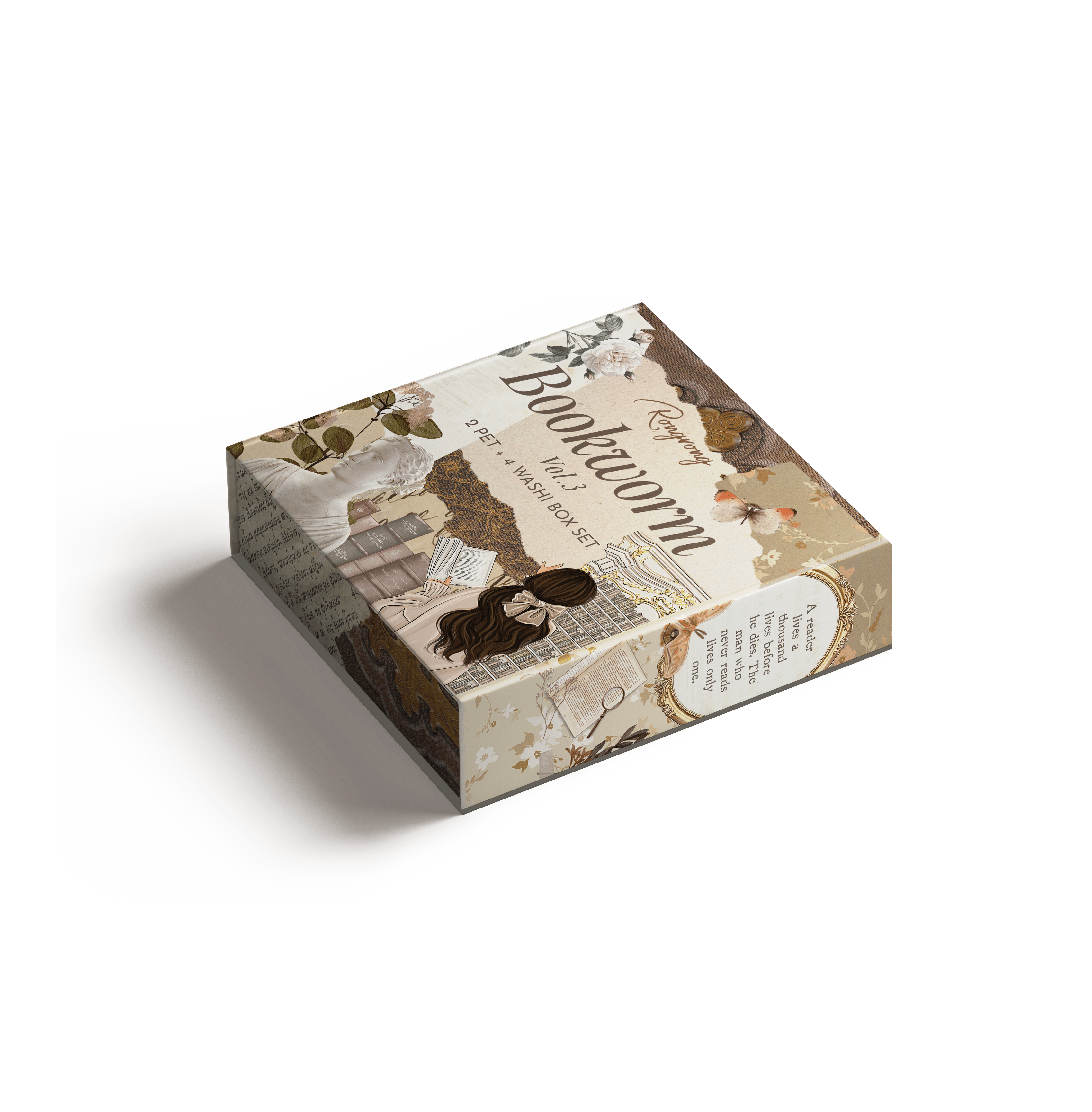 Bookworm Vol.3 Pre-cut PET Tape + Washi Box Set