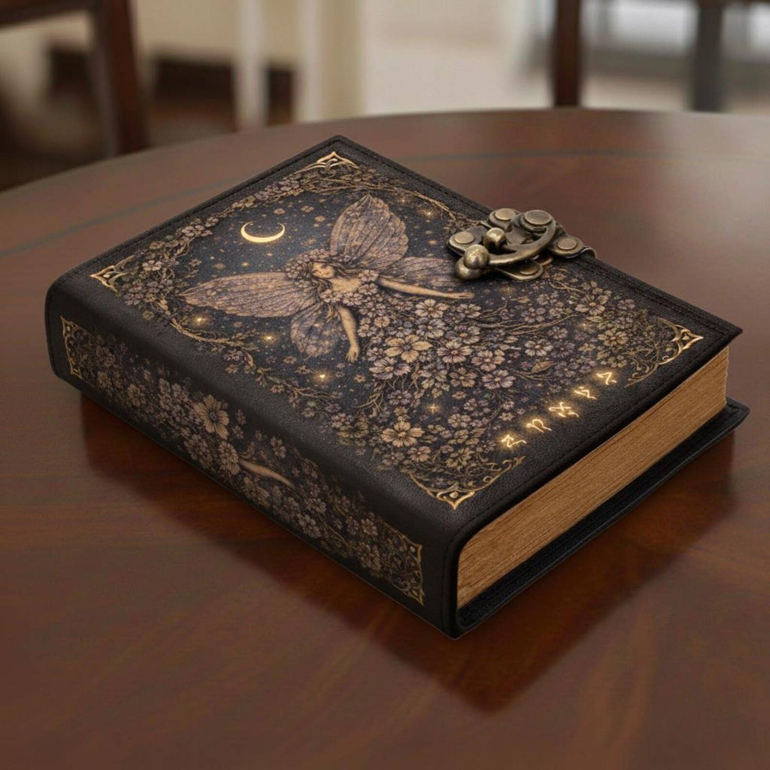 Fairy Moon Vintage Handmade Leather Journal Grimoire