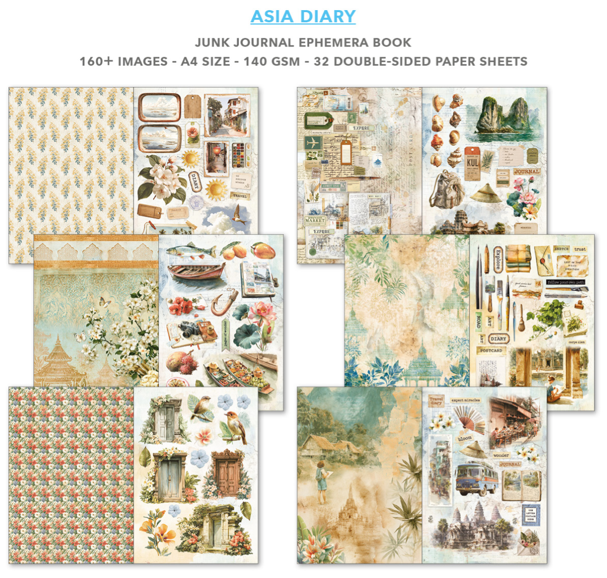 Asia Diary Ephemera Book