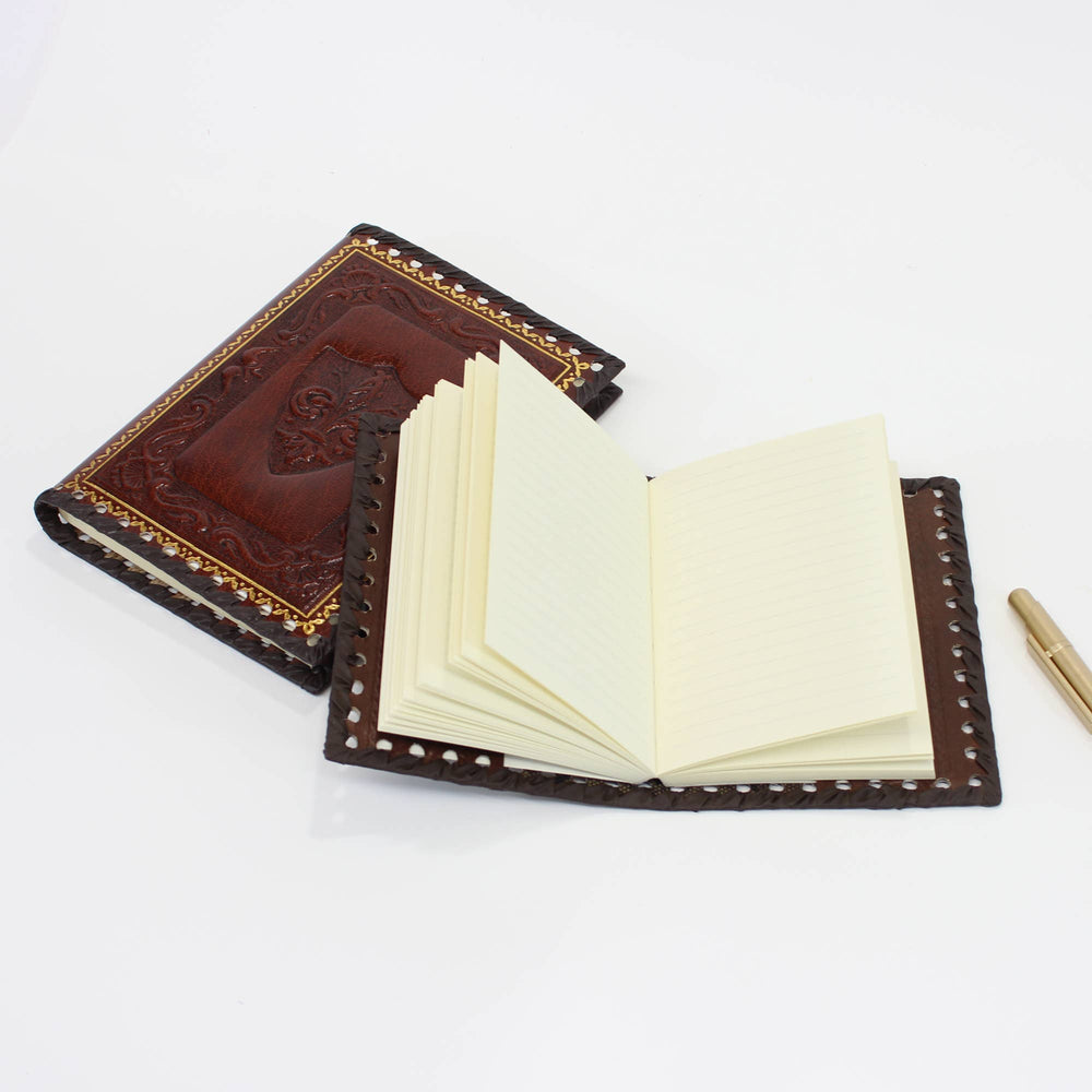 Stamped Leather Notebooks, Refillable Lined Pages, Italian