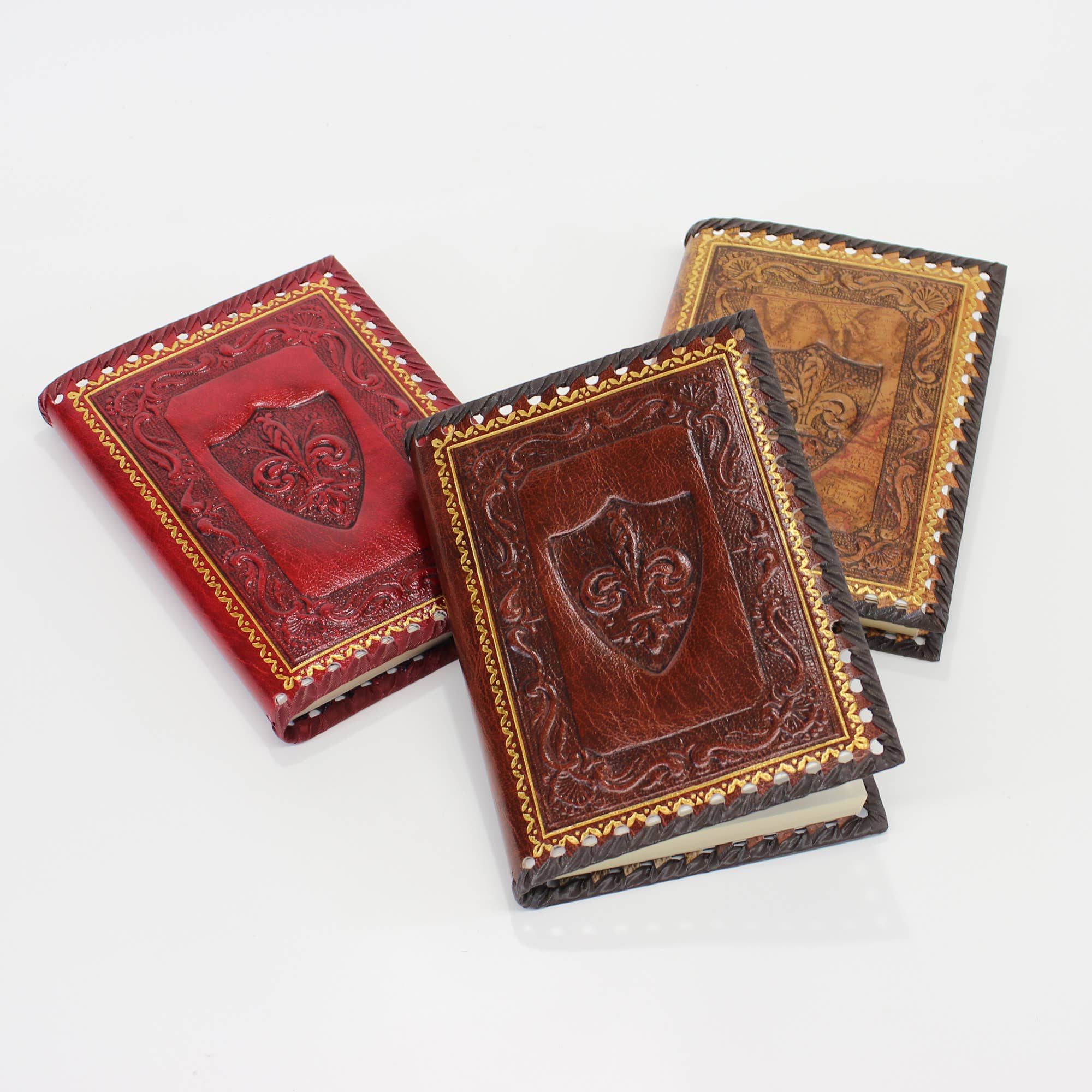 Stamped Leather Notebooks, Refillable Lined Pages, Italian