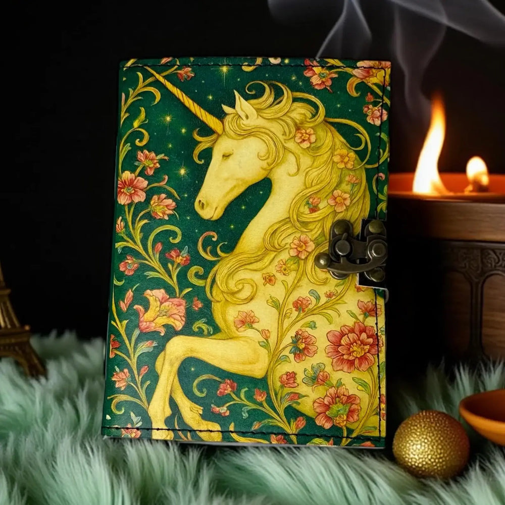 Unicorn Leather Journal Handmade Grimoire