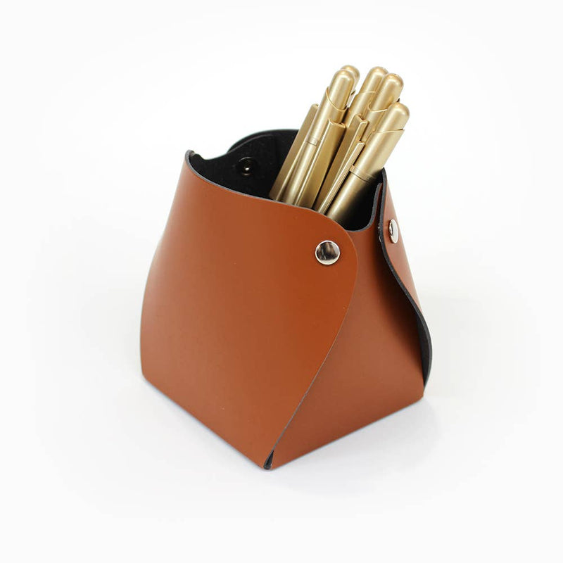 San Lorenzo Design Leather Pen Pot, Brush Holder, Organizer
