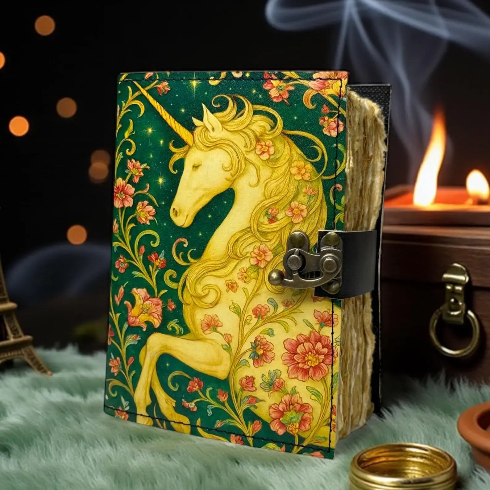 Unicorn Leather Journal Handmade Grimoire