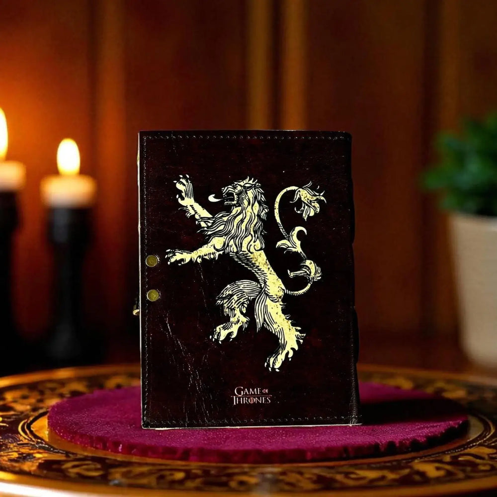 Print lion Journal, Blank spell book book of shadows Leather