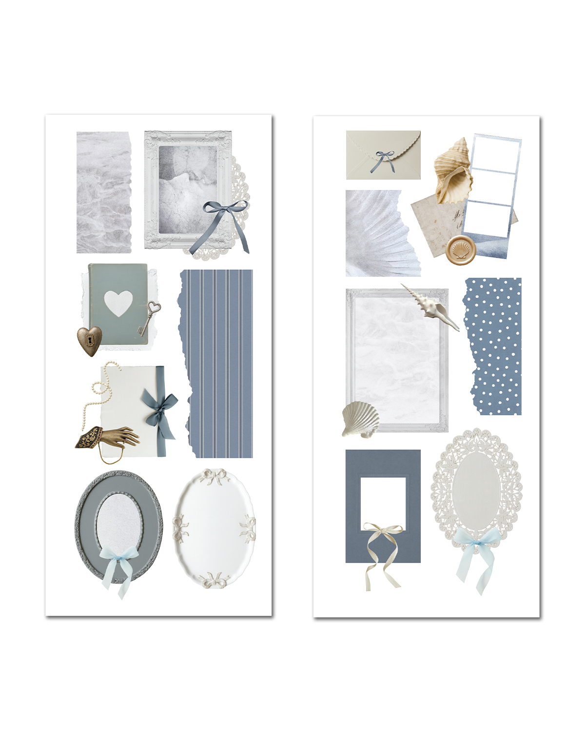Maison Bleu - Vintage Blue Ephemera Sticker Sheet Set
