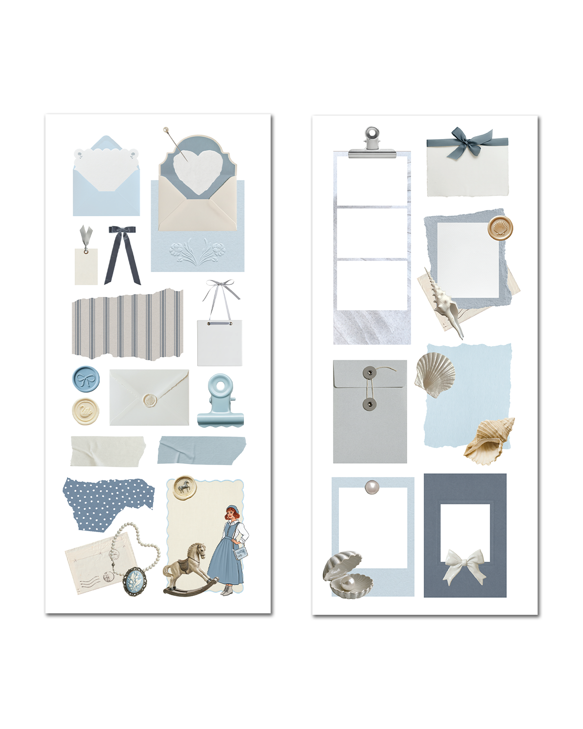 Maison Bleu - Vintage Blue Ephemera Sticker Sheet Set