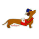 Doxie Mail Delivery Pup Glossy Mirror Vinyl Sticker w/Gold
