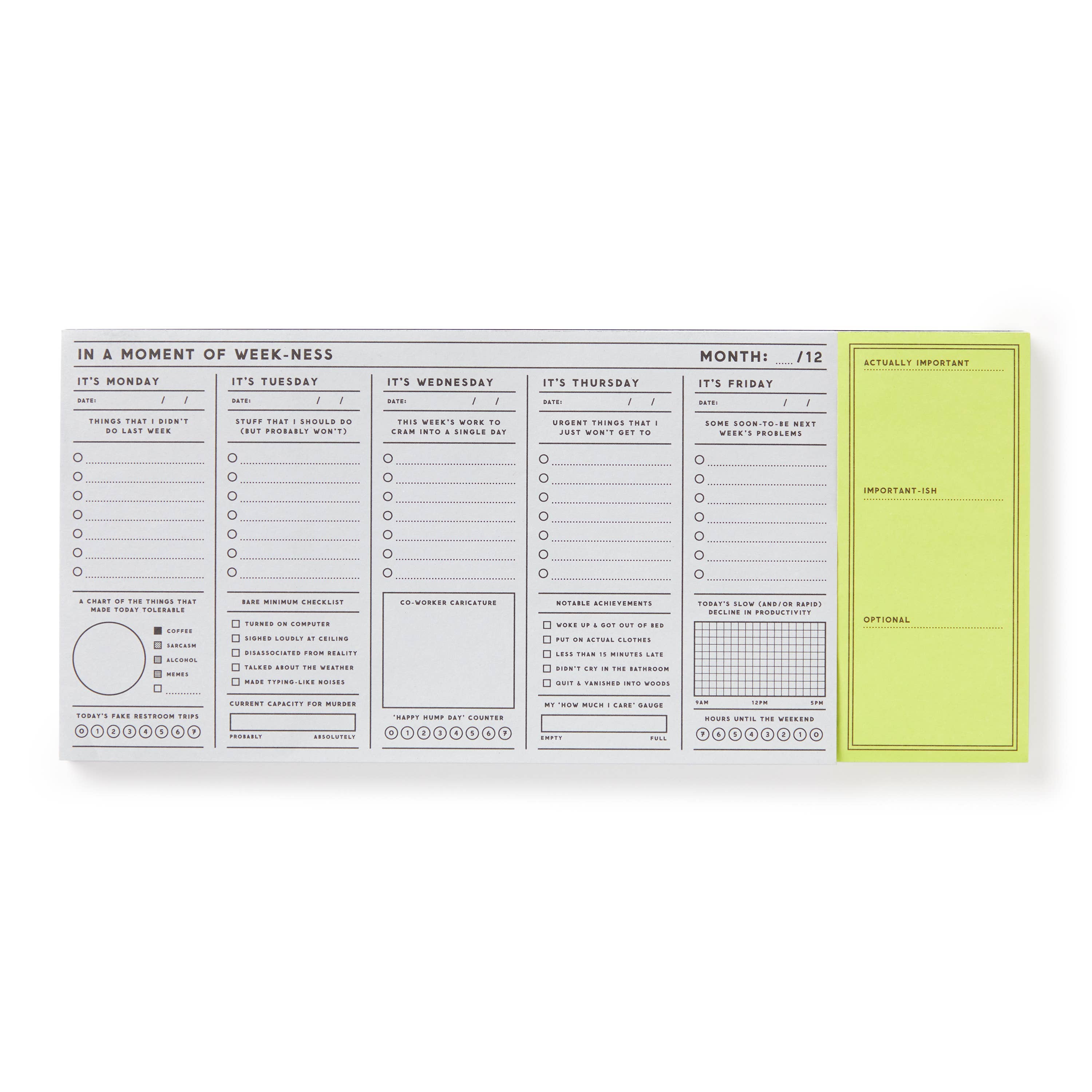 Brass Monkey In a Moment of Weekness Weekly Planner Pad