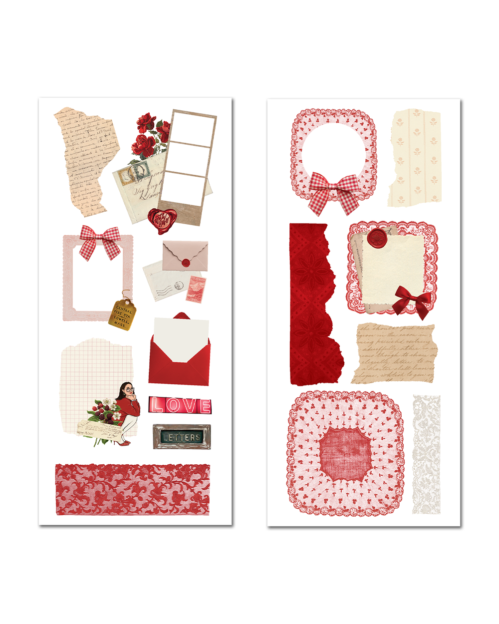 Maison Rouge - Vintage Red Ephemera Sticker Sheet Set
