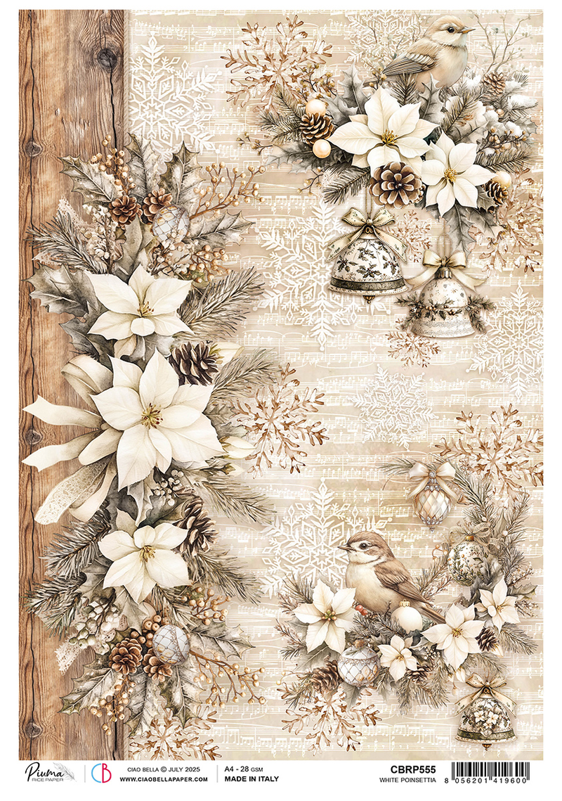White Poinsettia Rice Paper