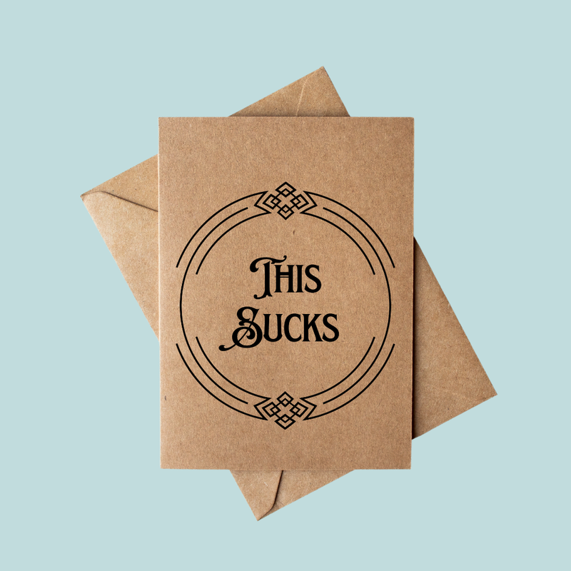 Sarcastic Minimalist “This Sucks” Bookstore Sympathy Card 