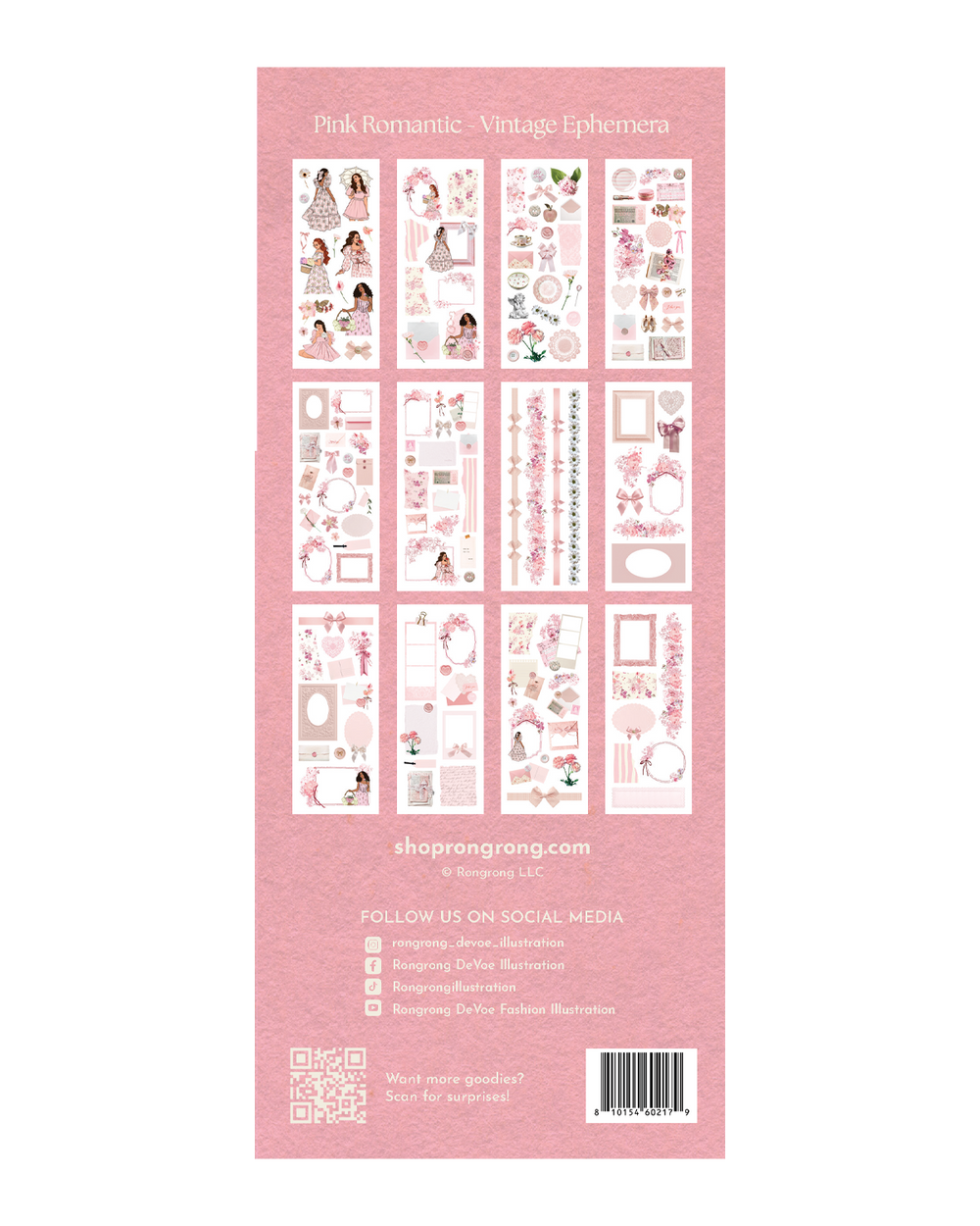 Pink Romantic - Vintage Ephemera Sticker Sheet Set
