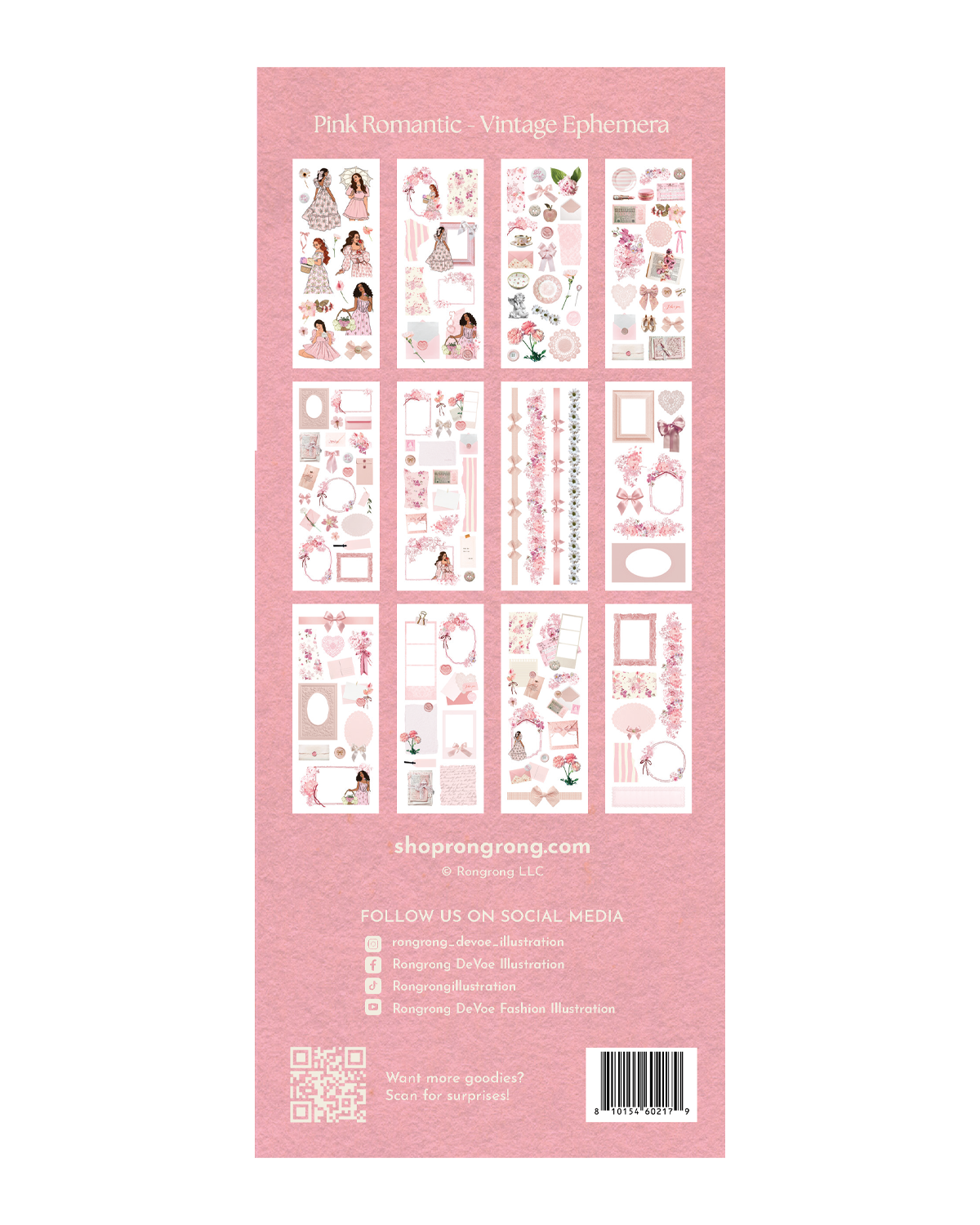 Pink Romantic - Vintage Ephemera Sticker Sheet Set