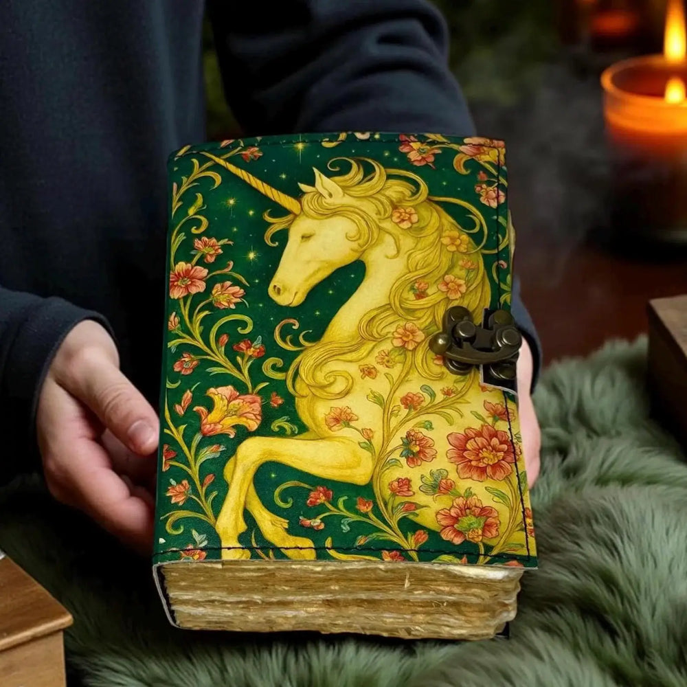 Unicorn Leather Journal Handmade Grimoire