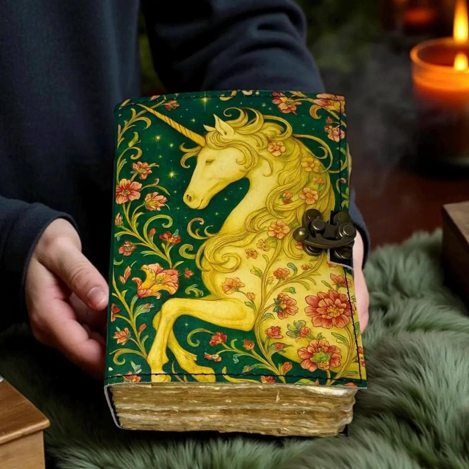 Unicorn Leather Journal Handmade Grimoire