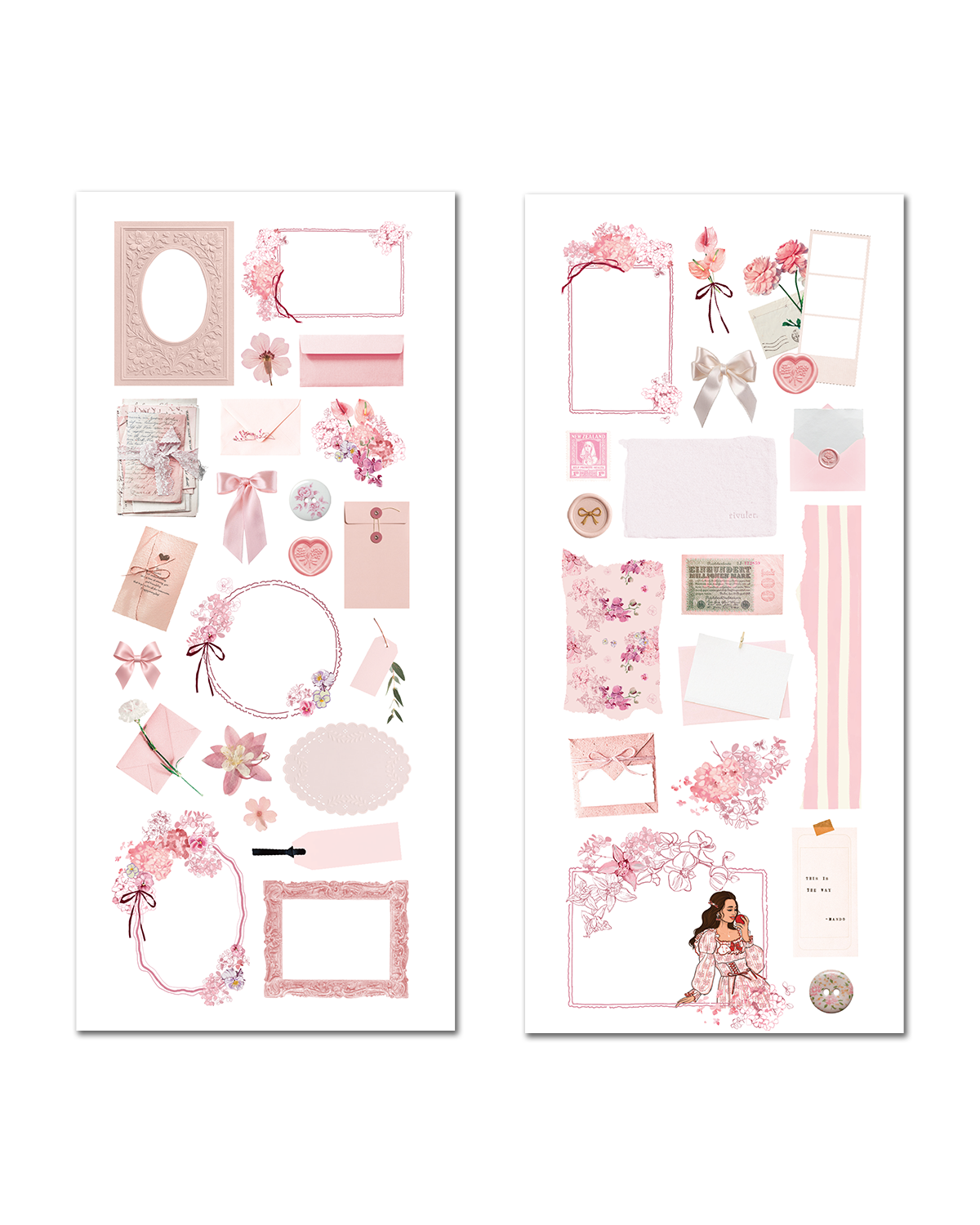 Pink Romantic - Vintage Ephemera Sticker Sheet Set