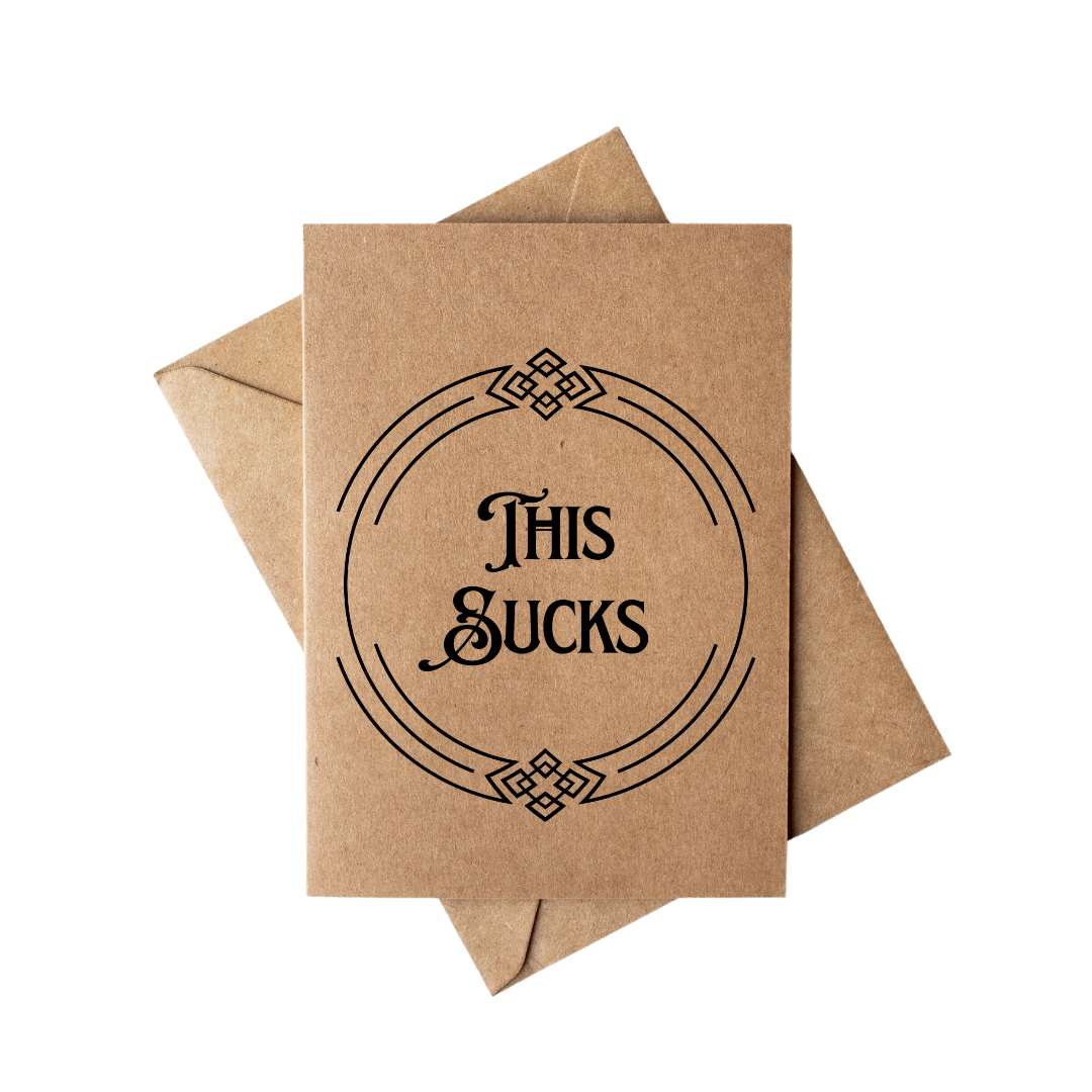 Sarcastic Minimalist “This Sucks” Bookstore Sympathy Card 