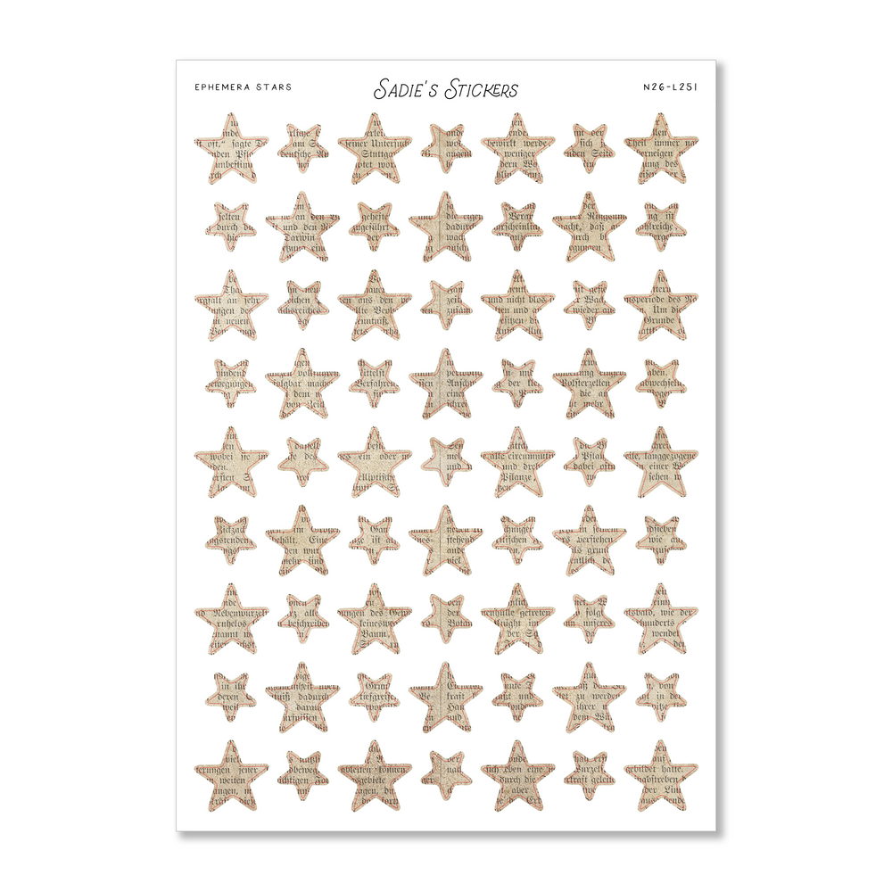 Ephemera Stars • Scraps & Snippings Sticker Sheet