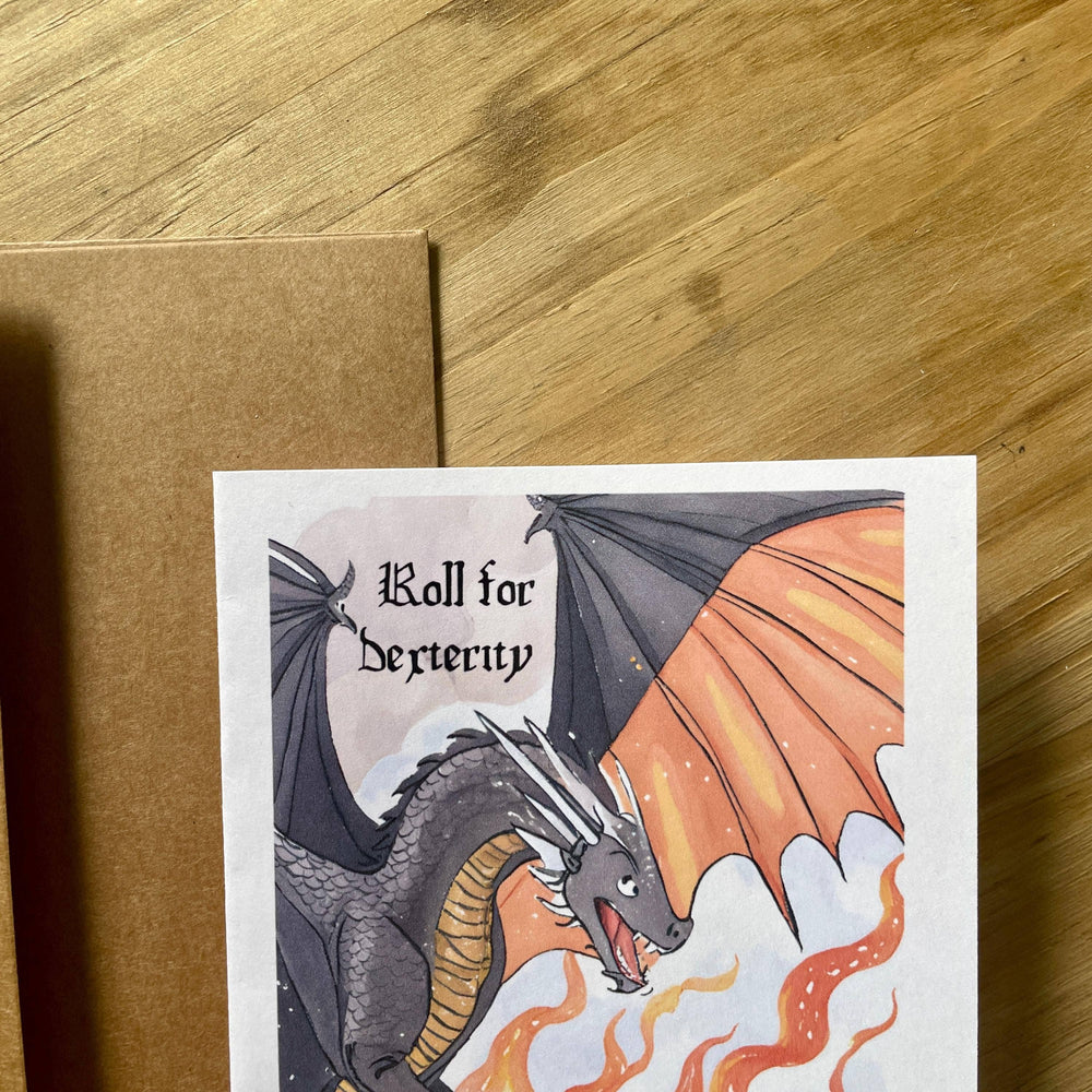 Medieval Knight And Dragon Encouragement Card roll for dexterity