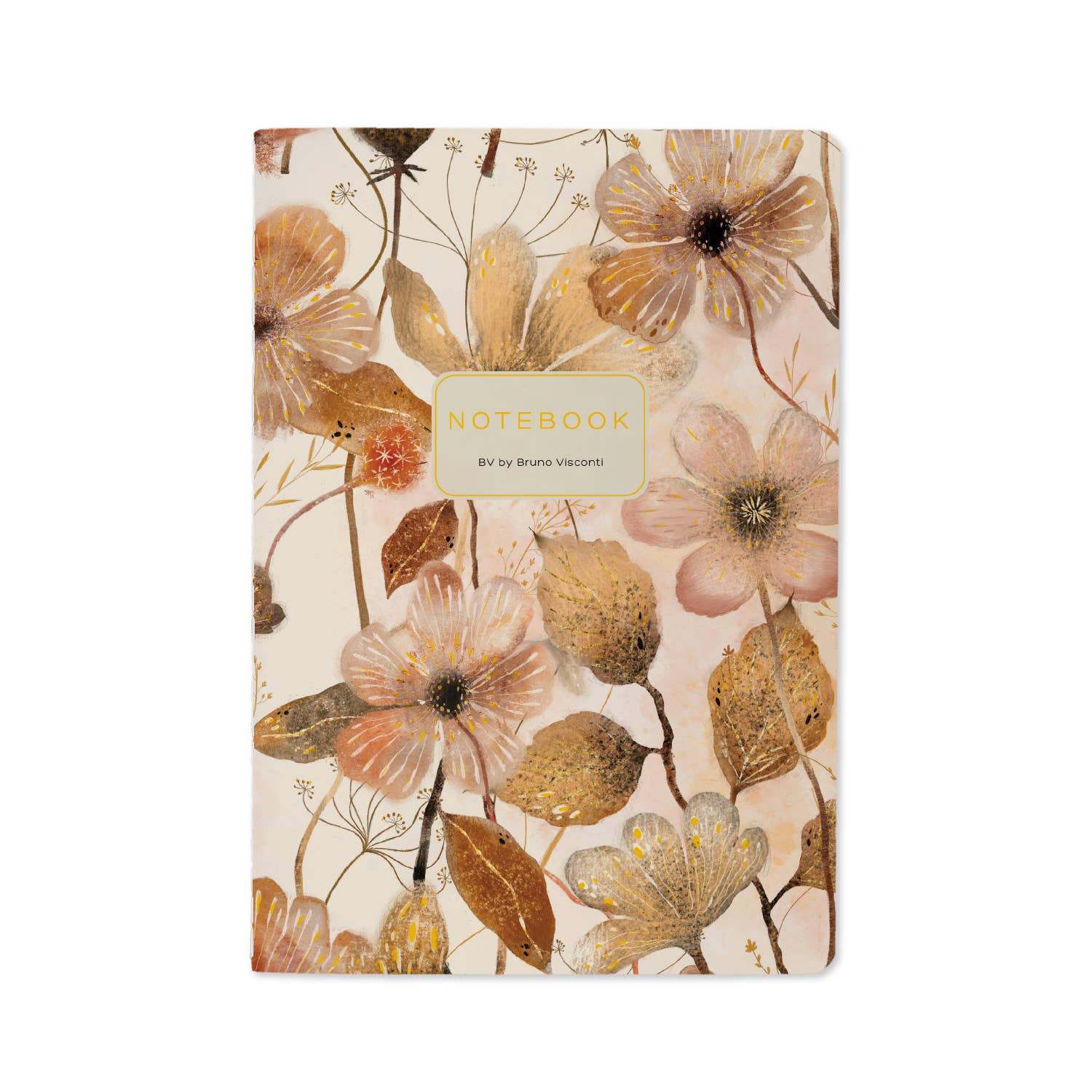 A5 Notebook - Blush and Golden Flowers 
