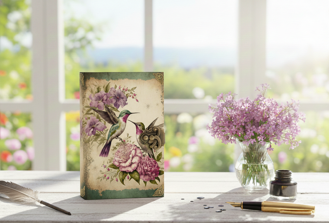 Hummingbird Leather Journal Handmade Grimoire