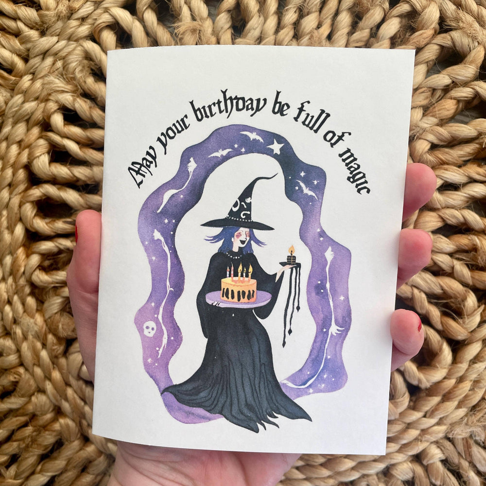 Cute Witch Magical Goth Halloween Time Birthday Card 