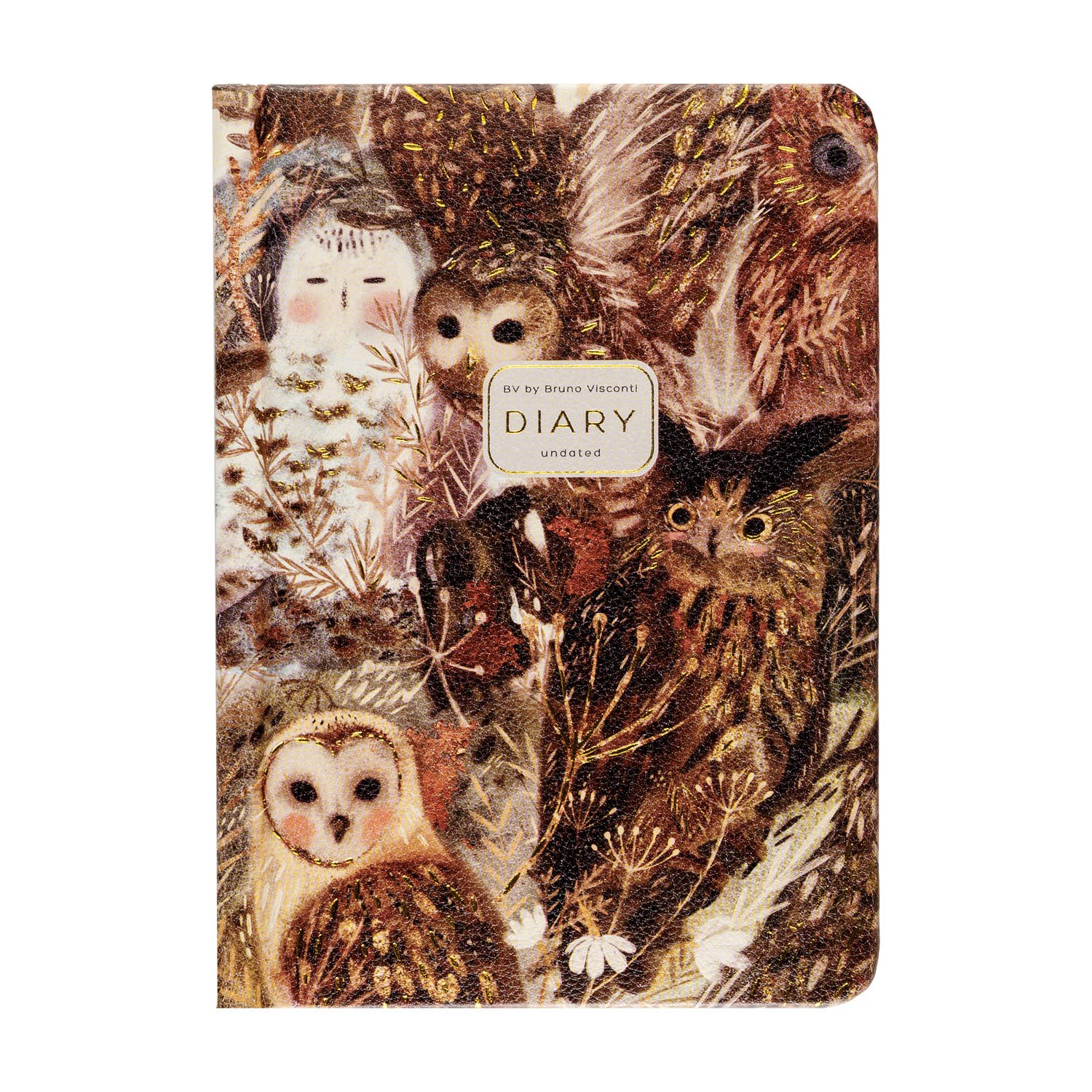 A6 Vegan Leather Hardcover Daily Planner - Owls - Bruno Visconti
