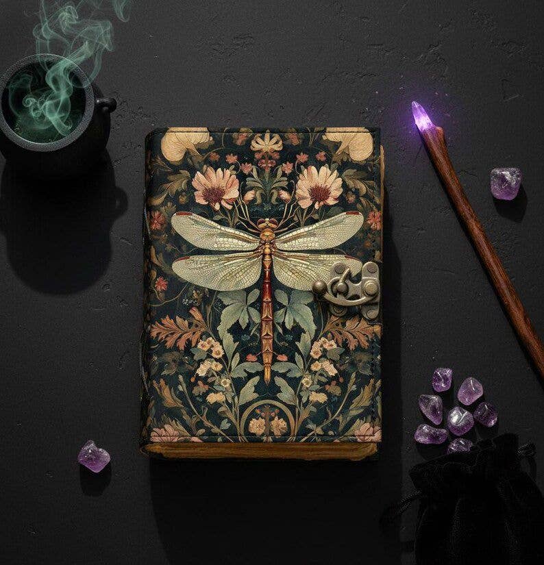 Dragonfly Leather Journal Handmade Vintage Grimoire