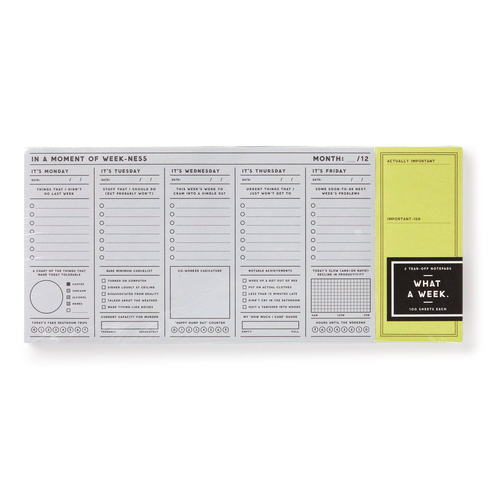 Brass Monkey In a Moment of Weekness Weekly Planner Pad
