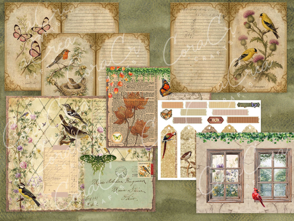Birds, Foliage & Butterflies Digital Journal Kit