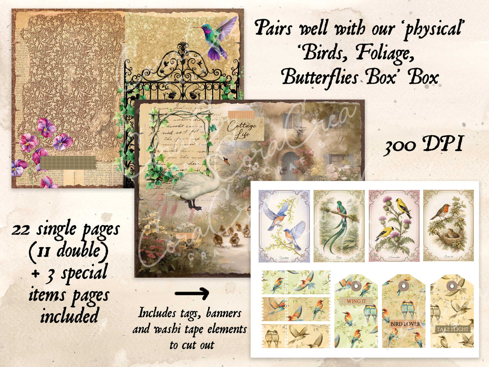 Birds, Foliage & Butterflies Digital Journal Kit