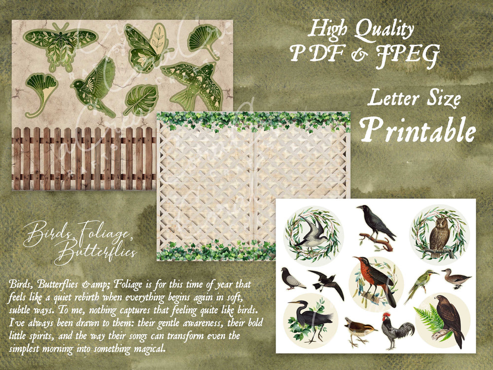 Birds, Foliage & Butterflies Digital Journal Kit