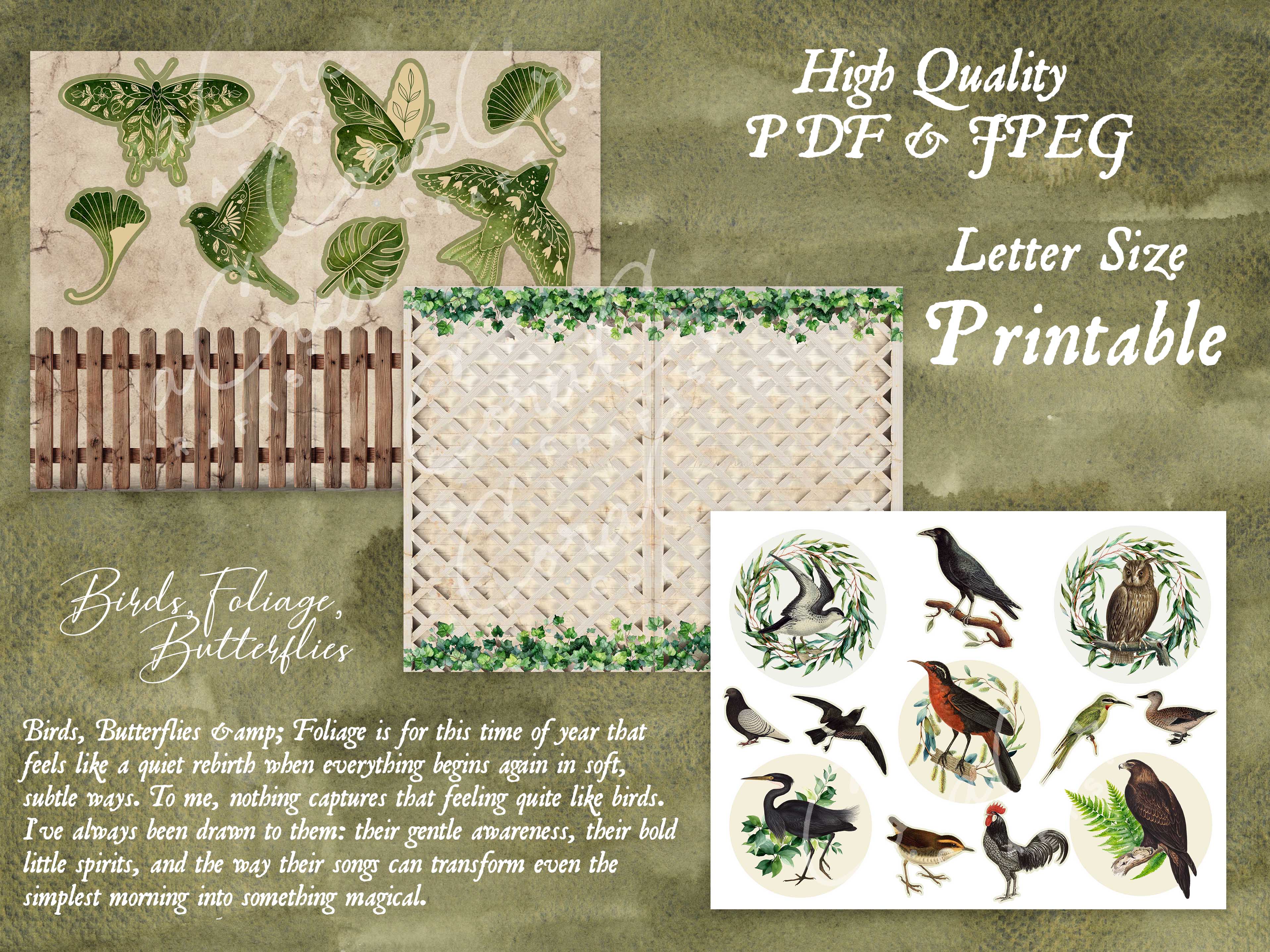 Birds, Foliage & Butterflies Digital Journal Kit