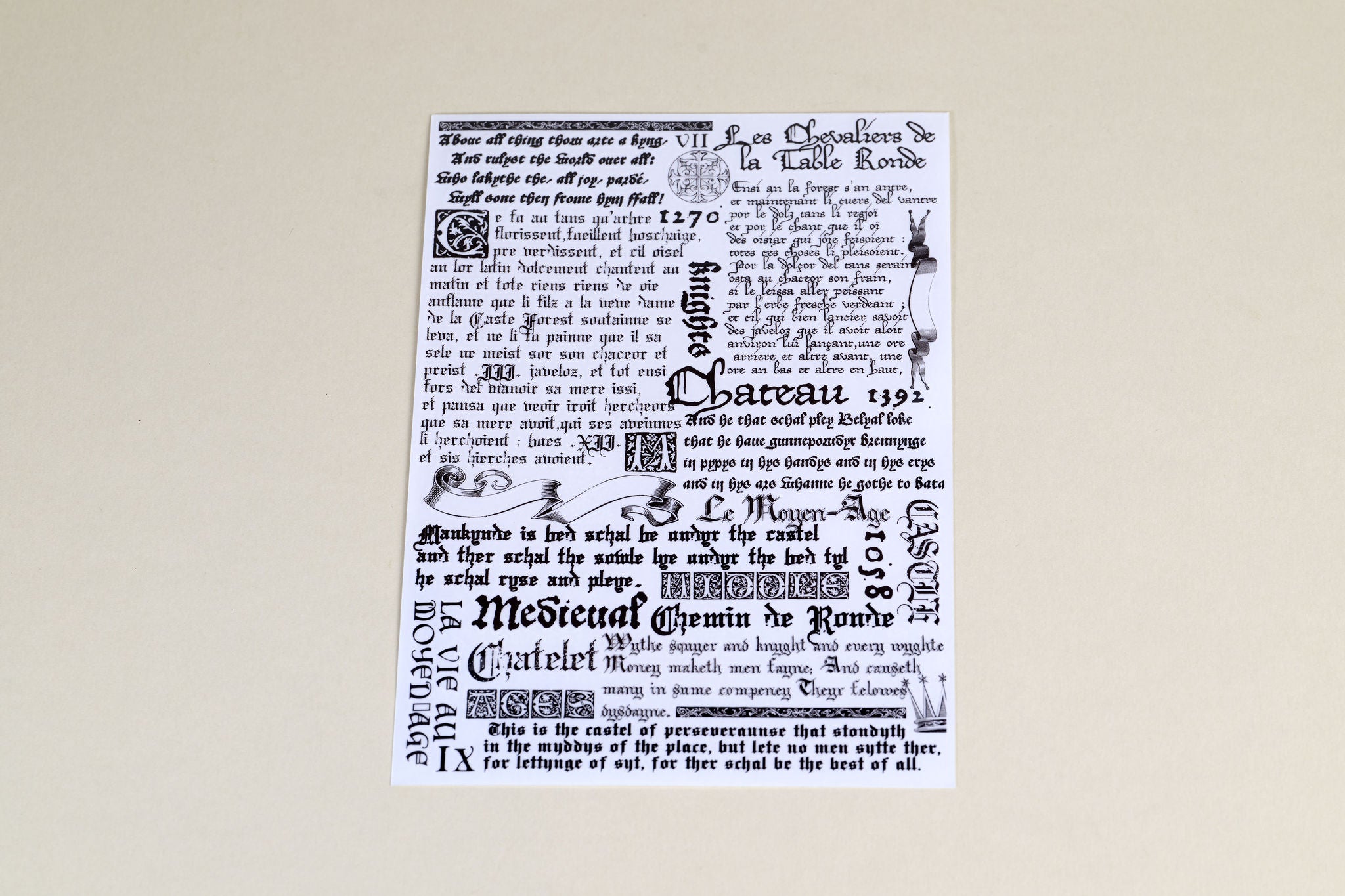 Medieval Text Transfer Stickers