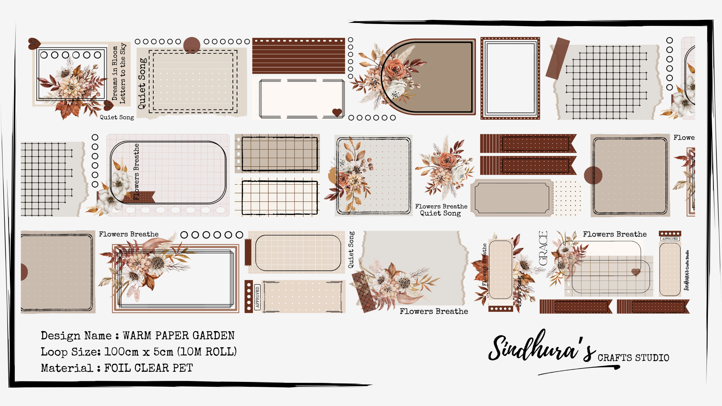 Warm Paper Garden Foil Tape Loop